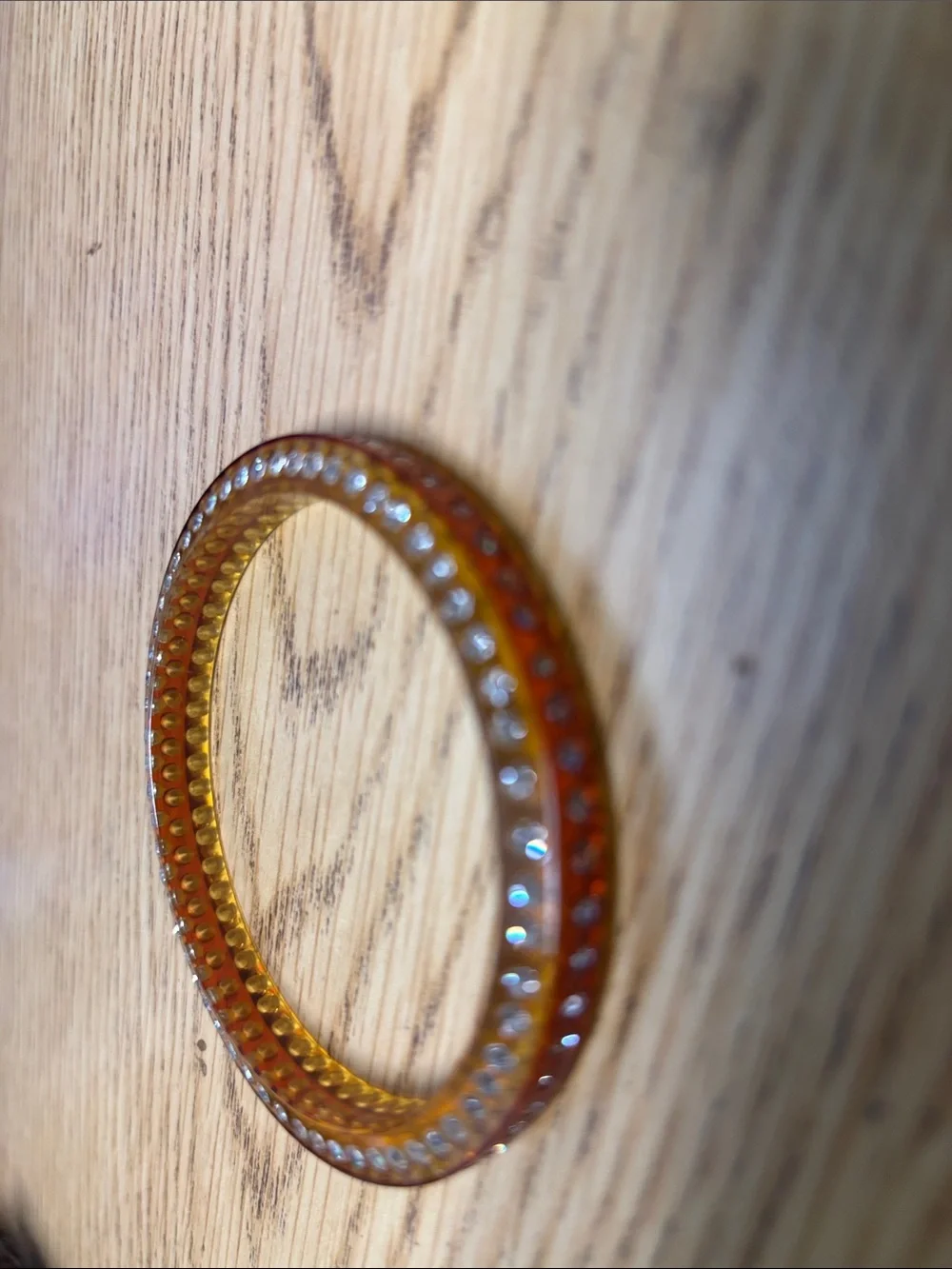 Amber Crystal-Accent Resin Bangle Bracelet